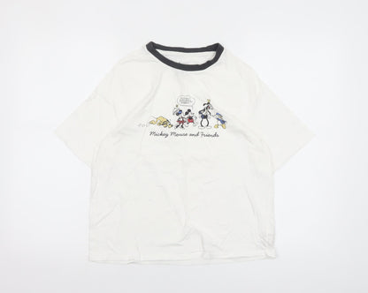Disney Women's White Mickey Mouse T-Shirt Nightshirt Size 10-12 Cotton