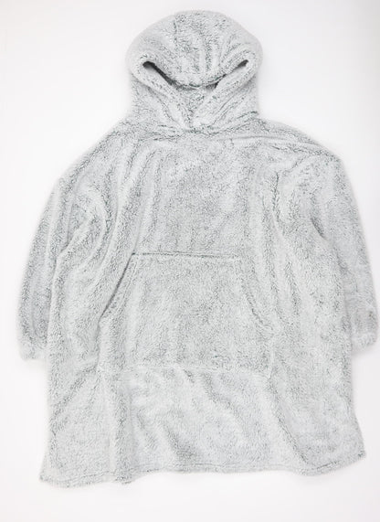 John Lewis & Partners Grey Hooded Fleece Robe Men’s One Size