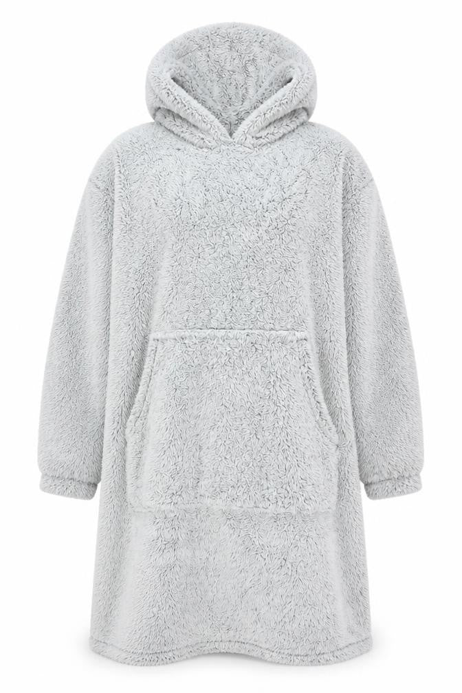 John Lewis & Partners Grey Hooded Fleece Robe Men’s One Size