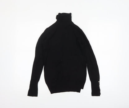 Zara Women’s Black Roll Neck Knit Jumper Size S Slim Fit Long Sleeve
