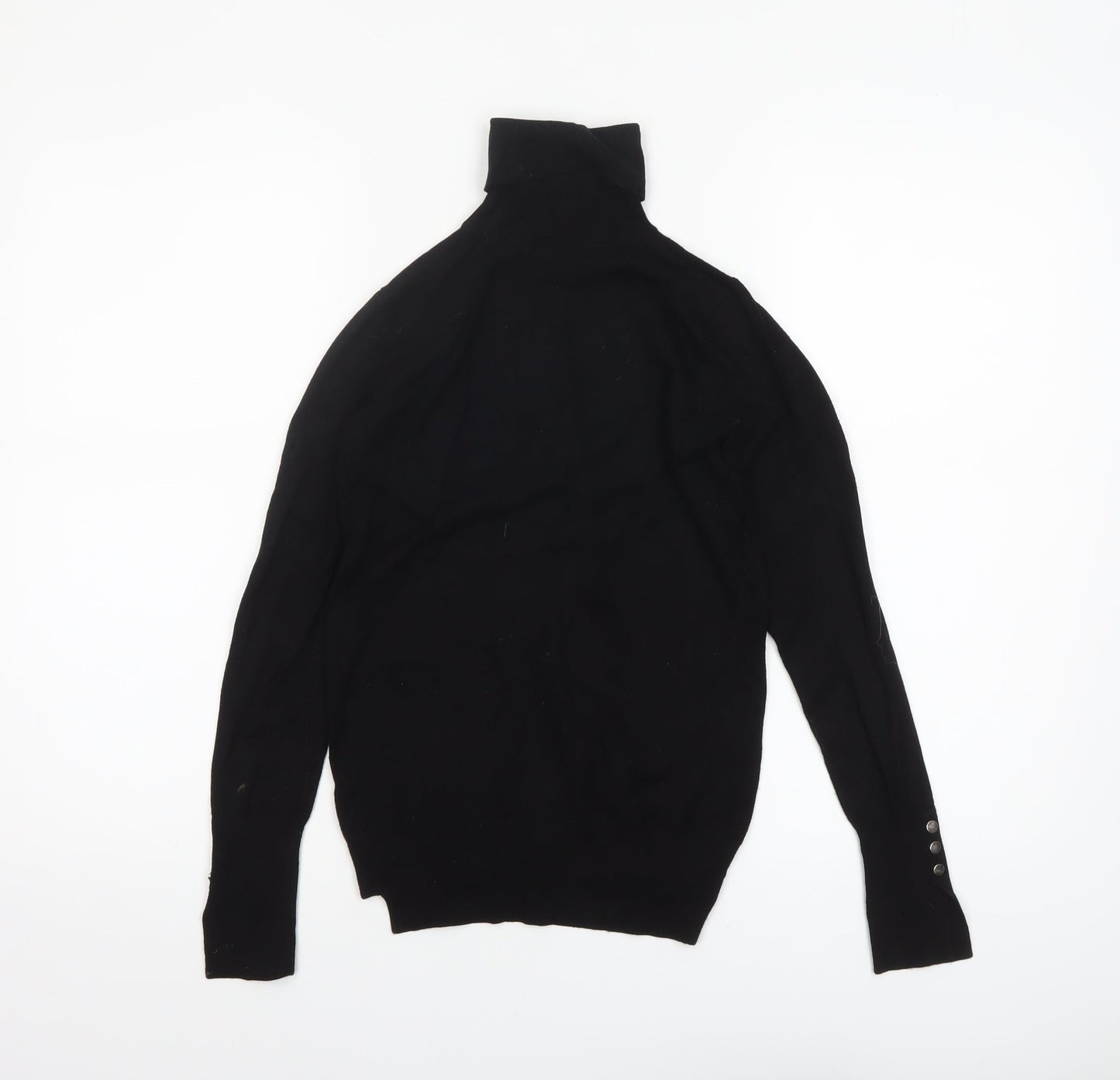 Zara Women’s Black Roll Neck Knit Jumper Size S Slim Fit Long Sleeve