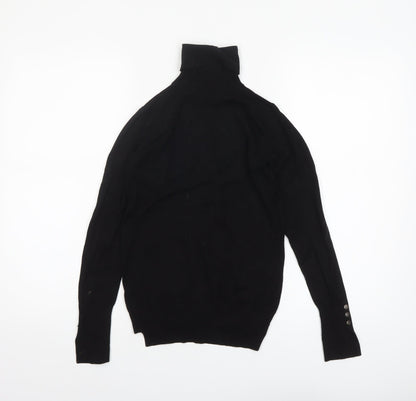 Zara Women’s Black Roll Neck Knit Jumper Size S Slim Fit Long Sleeve