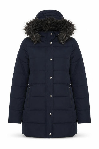 Jack Wills Women's Blue Faux Fur Hooded Puffer Coat Size 8