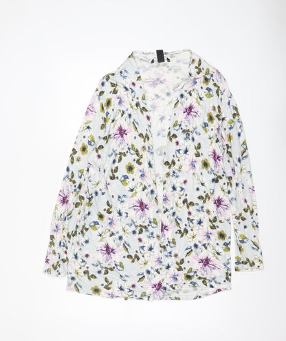 H&M Women’s Multicoloured Floral Long Sleeve Viscose Tunic Top Size 16