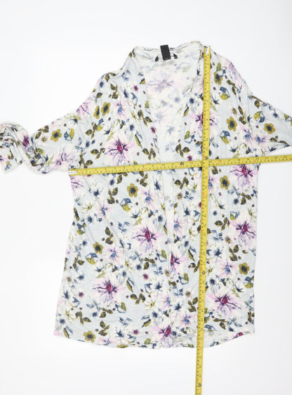 H&M Women’s Multicoloured Floral Long Sleeve Viscose Tunic Top Size 16