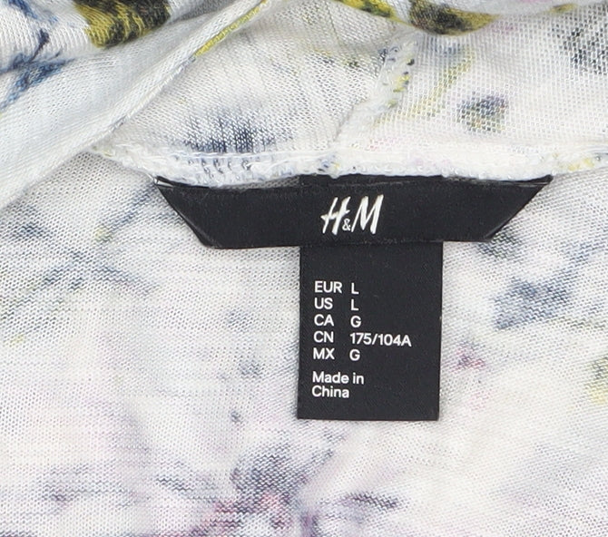 H&M Women’s Multicoloured Floral Long Sleeve Viscose Tunic Top Size 16