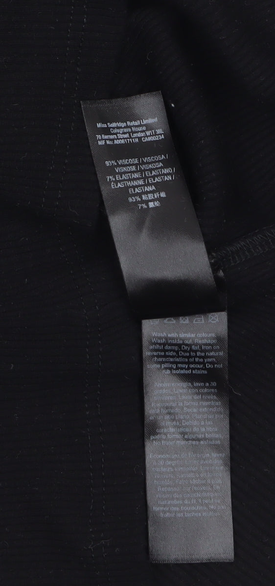 Womens UK Size 10 Miss Selfridge Black Basic T-Shirt