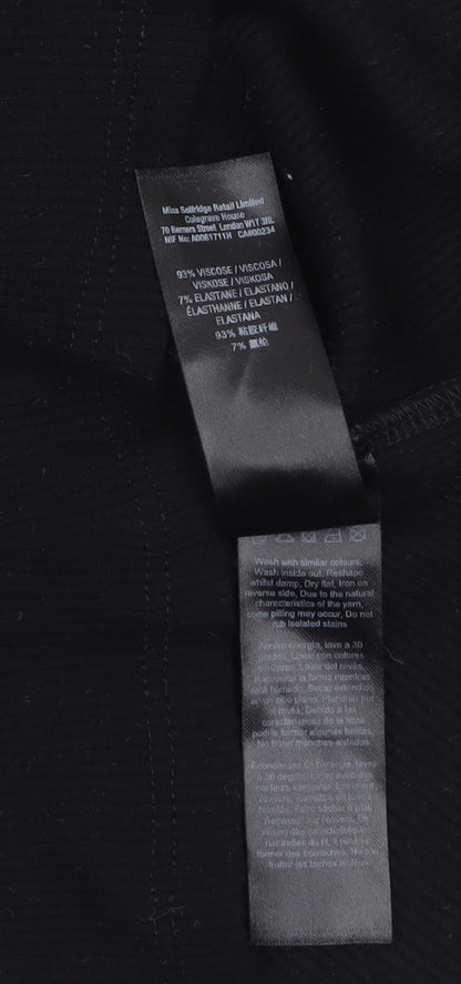 Womens UK Size 10 Miss Selfridge Black Basic T-Shirt