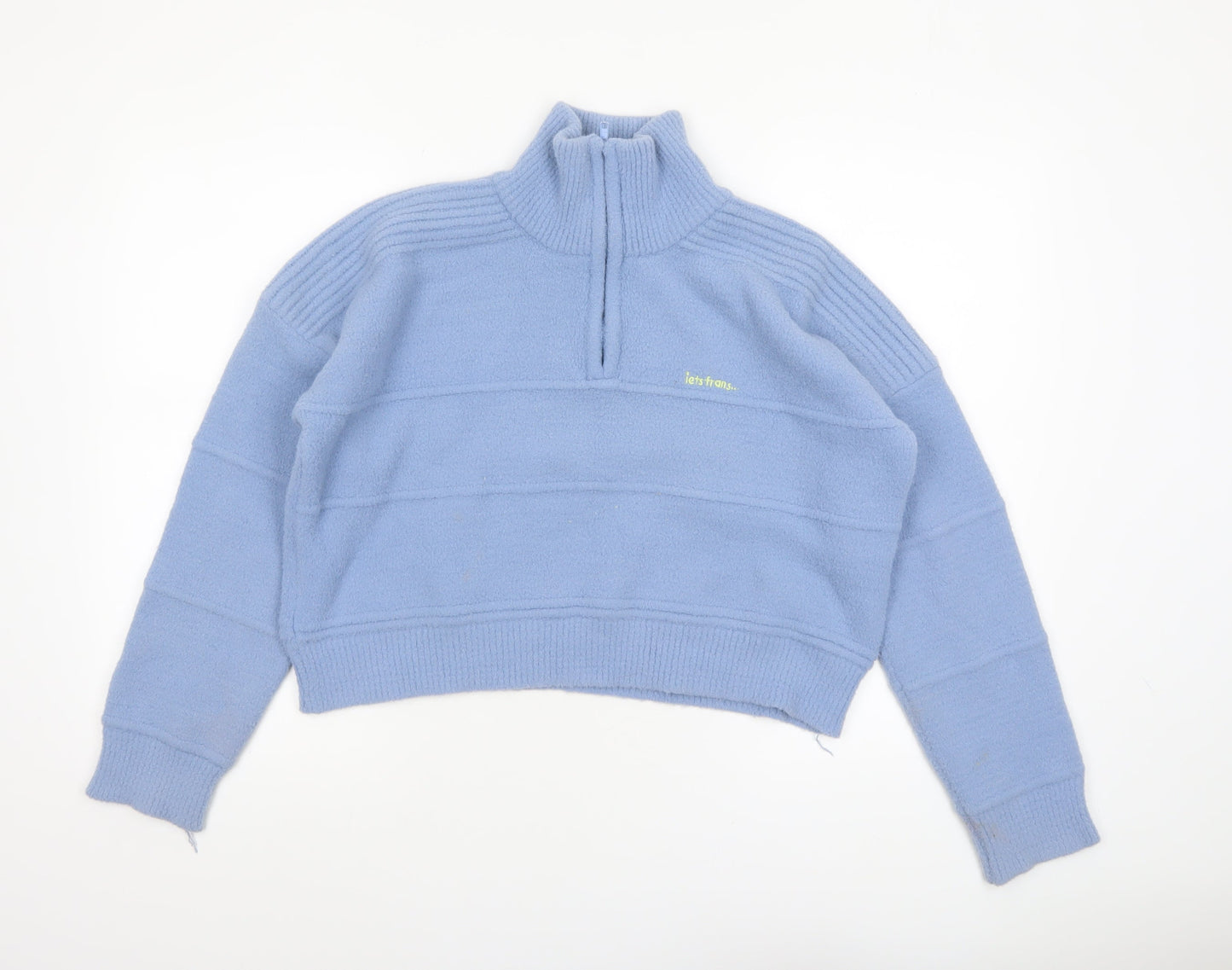 Womens UK Size S iets frans... Blue Half Zip Jumper