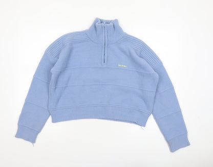 Womens UK Size S iets frans... Blue Half Zip Jumper