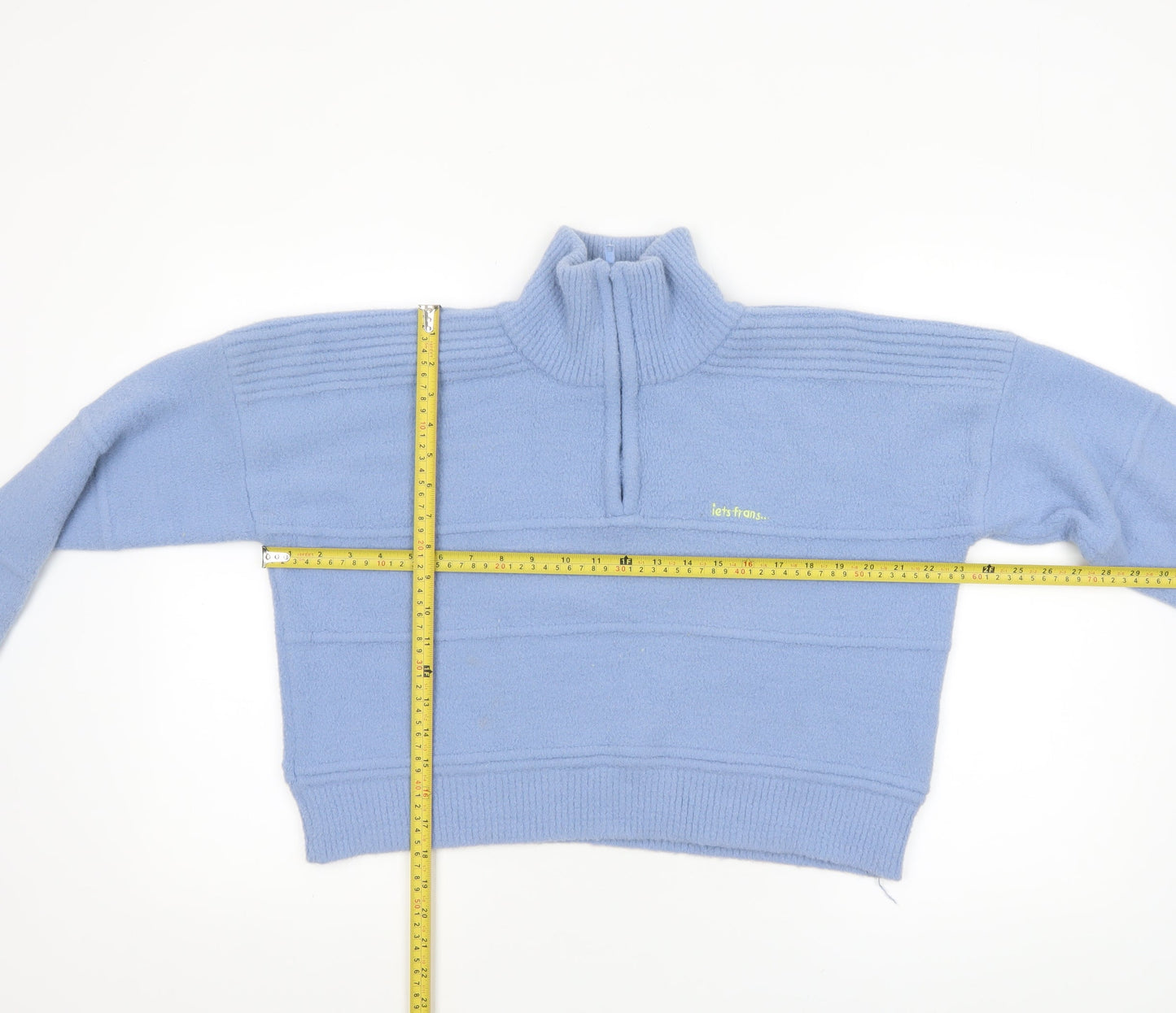 Womens UK Size S iets frans... Blue Half Zip Jumper