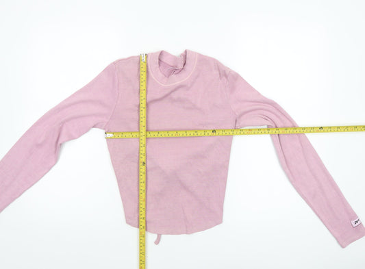 Womens UK Size S Reebok Pink Cropped T-Shirt