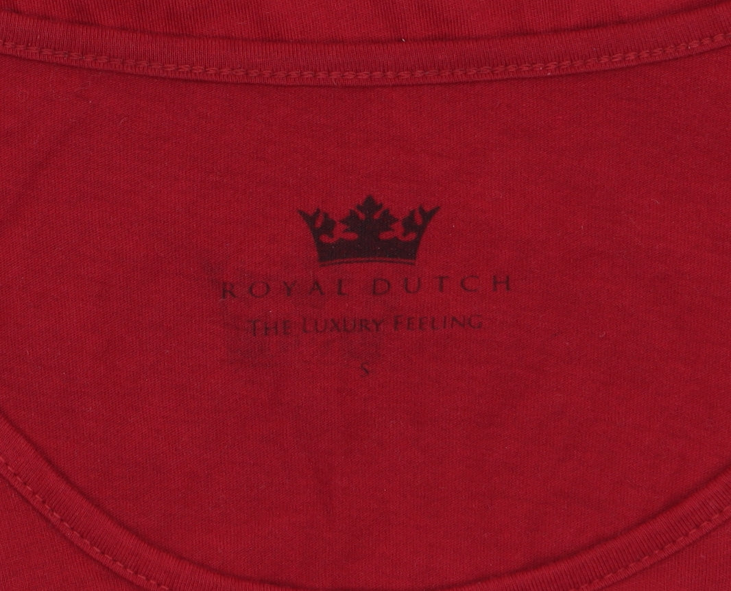 Womens UK Size S Royal Dutch Red Basic T-Shirt