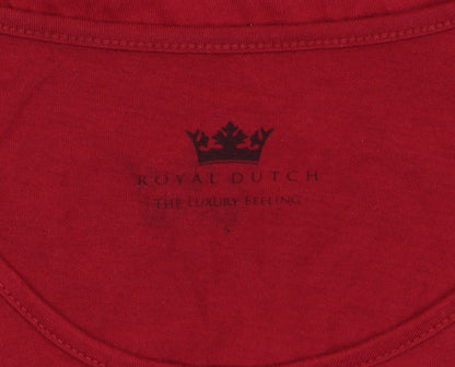 Womens UK Size S Royal Dutch Red Basic T-Shirt