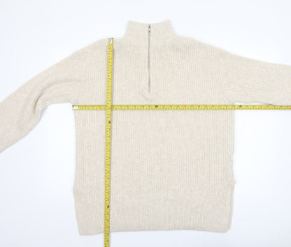 Womens UK Size M New Look Beige Full Zip Jumper