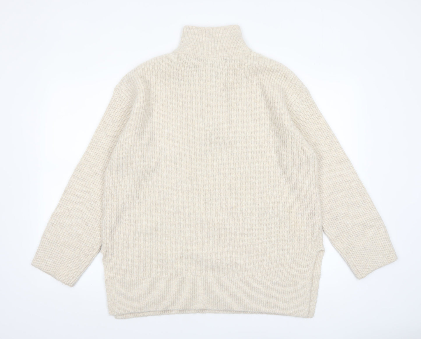 Womens UK Size M New Look Beige Full Zip Jumper