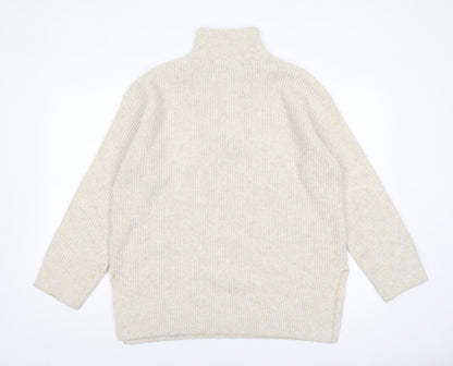 Womens UK Size M New Look Beige Full Zip Jumper