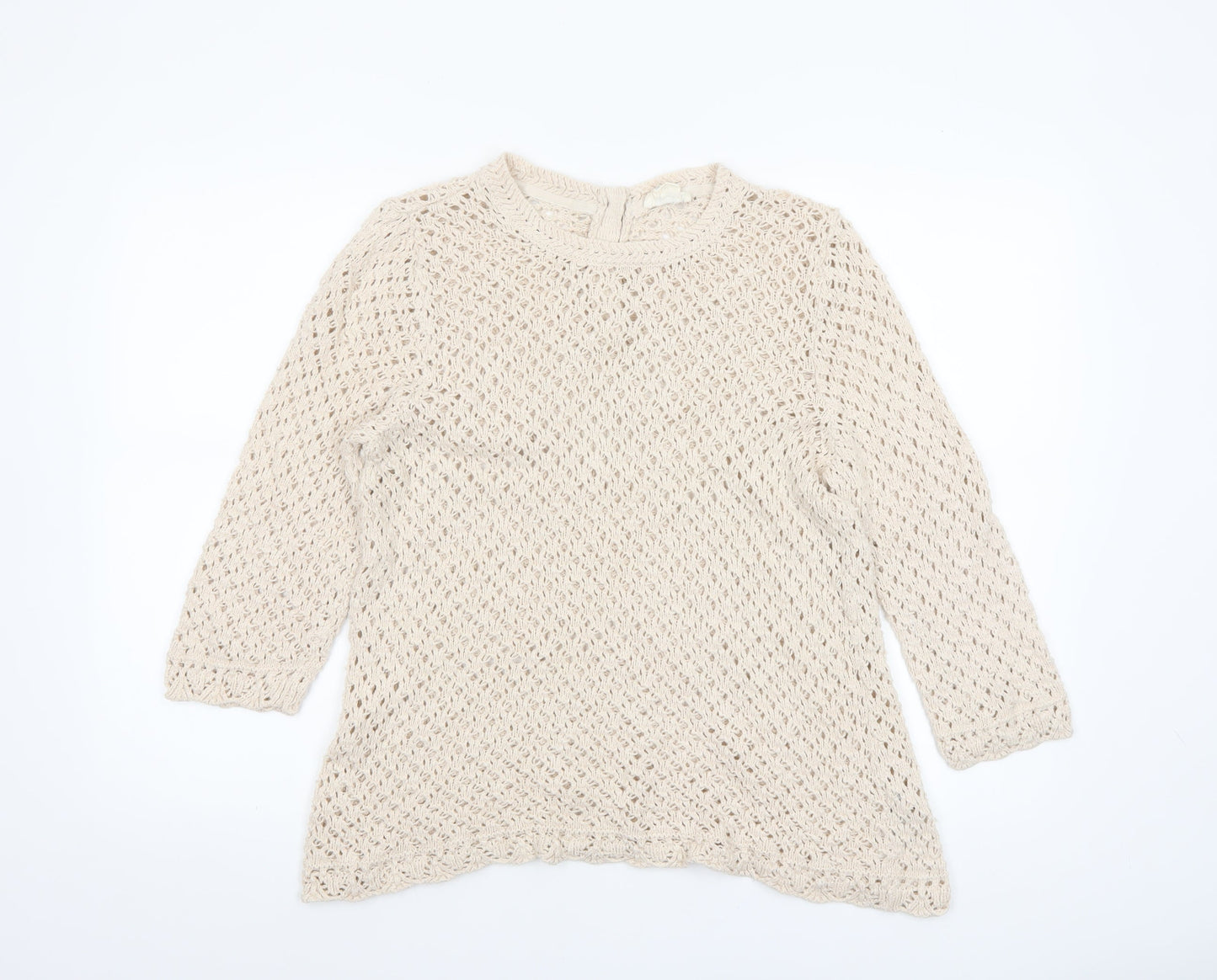 Womens UK Size 16 Fat Face Beige Pullover Jumper