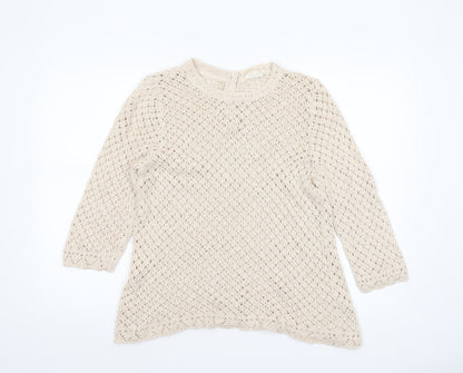 Womens UK Size 16 Fat Face Beige Pullover Jumper
