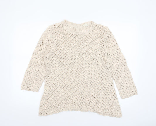 Womens UK Size 16 Fat Face Beige Pullover Jumper