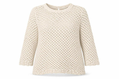 FatFace Women's Beige Open-Knit Cotton Jumper Size 16