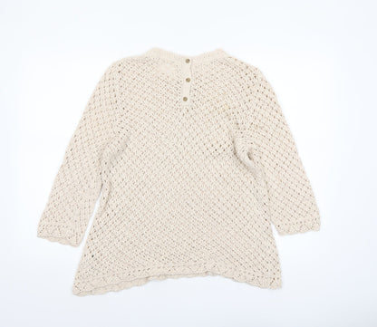 Womens UK Size 16 Fat Face Beige Pullover Jumper