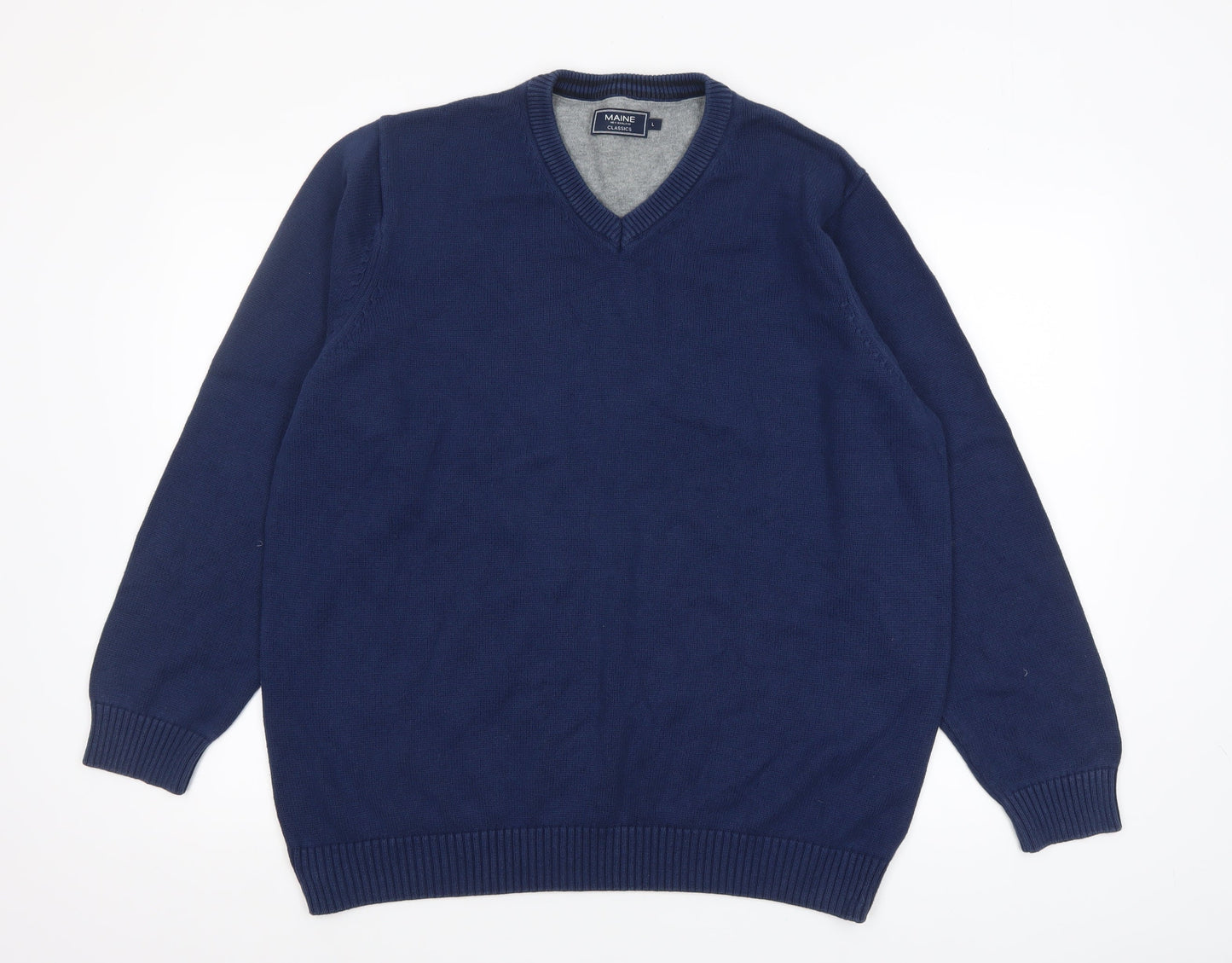 Mens UK Size L Maine New England Blue Pullover Jumper
