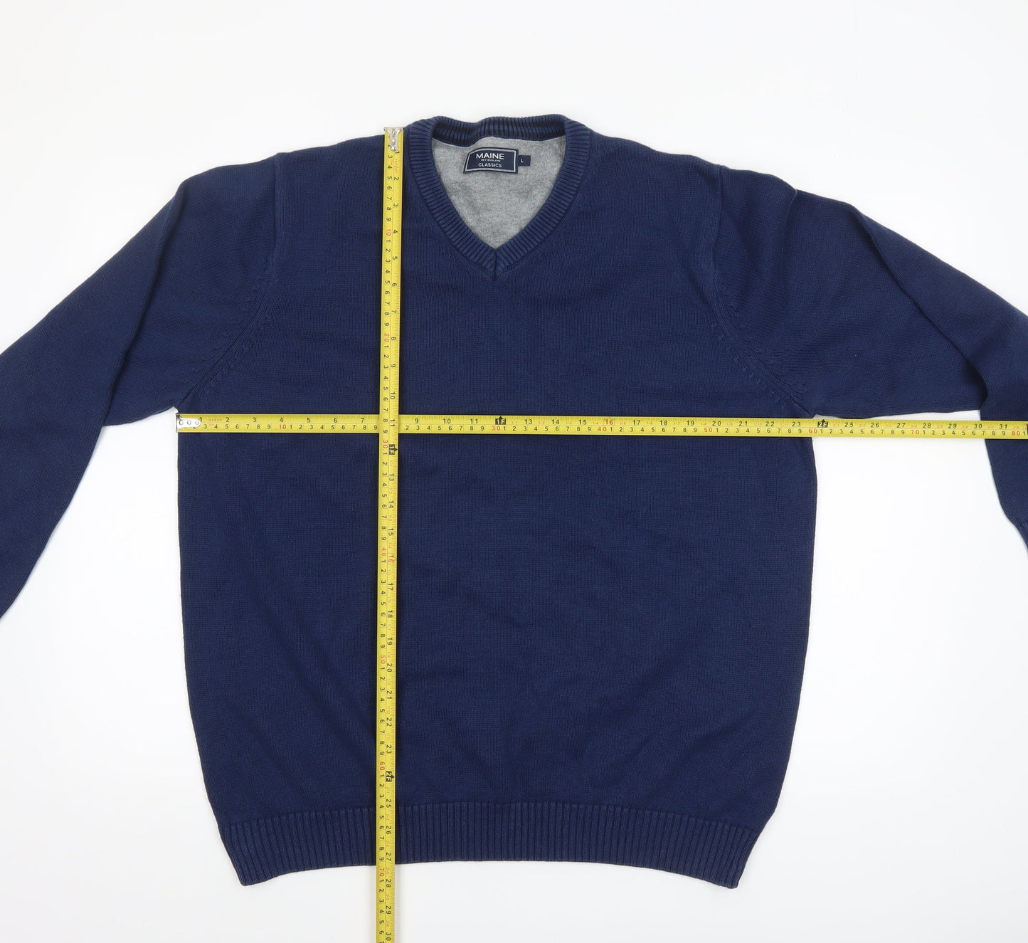 Mens UK Size L Maine New England Blue Pullover Jumper