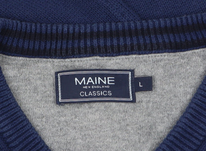 Mens UK Size L Maine New England Blue Pullover Jumper