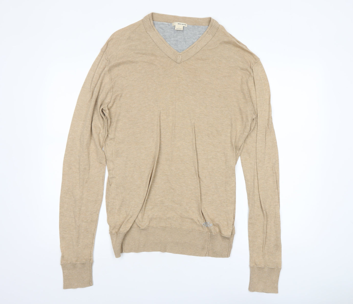 Mens UK Size L DKNY JEANS Beige Pullover Jumper