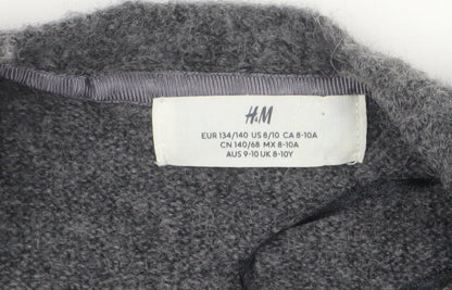 Girls UK Size 9-10 Years H&M Grey Cardigan Jumper