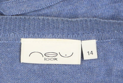 Womens UK Size 14 New Look Blue Wrap Jumper