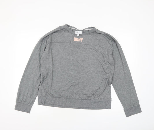Womens UK Size M DKNY Grey Jersey T-Shirt
