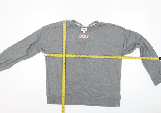 Womens UK Size M DKNY Grey Jersey T-Shirt