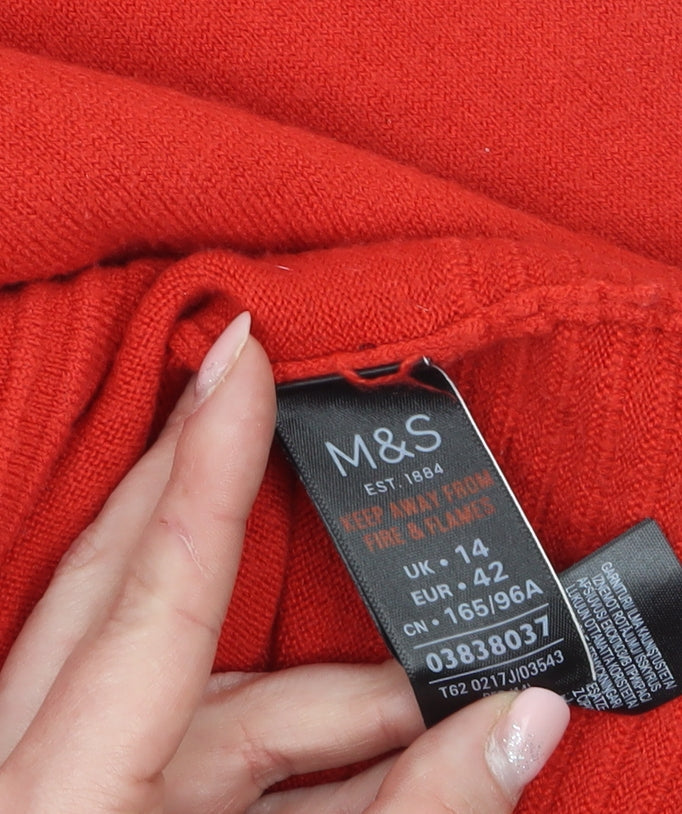 Womens UK Size 14 Marks and Spencer Red Pullover Jumper