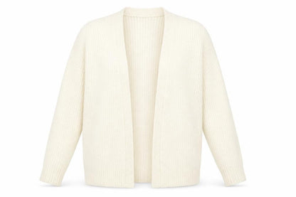 Front view of ASOS Women Ivory Chunky Knit Open Front Cardigan UK 6