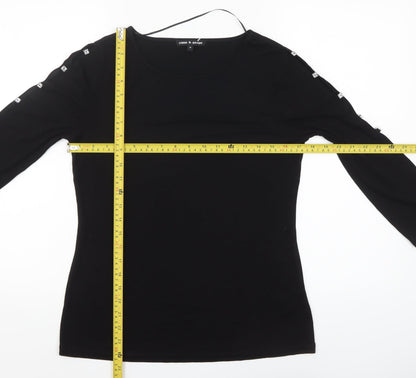 Womens UK Size M Cable & Gauge Black Basic T-Shirt