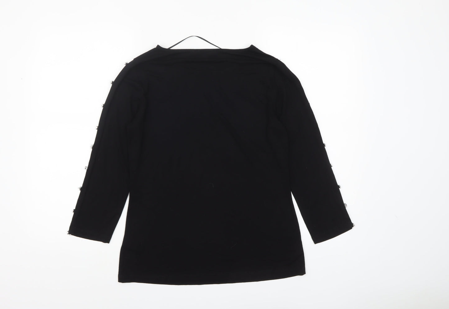 Womens UK Size M Cable & Gauge Black Basic T-Shirt
