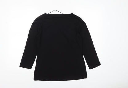 Womens UK Size M Cable & Gauge Black Basic T-Shirt