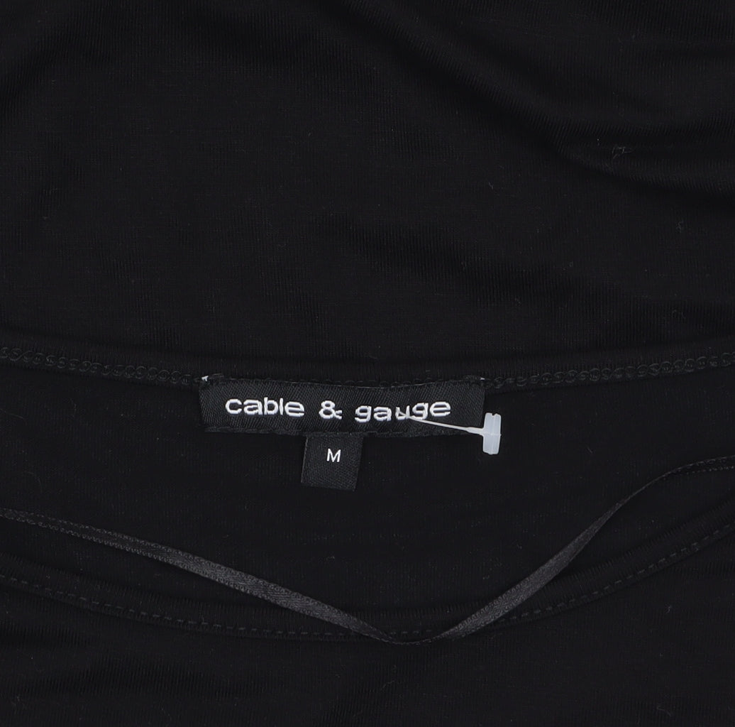 Womens UK Size M Cable & Gauge Black Basic T-Shirt