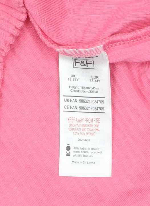 Girls UK Size 13-14 Years F&F Pink Basic T-Shirt