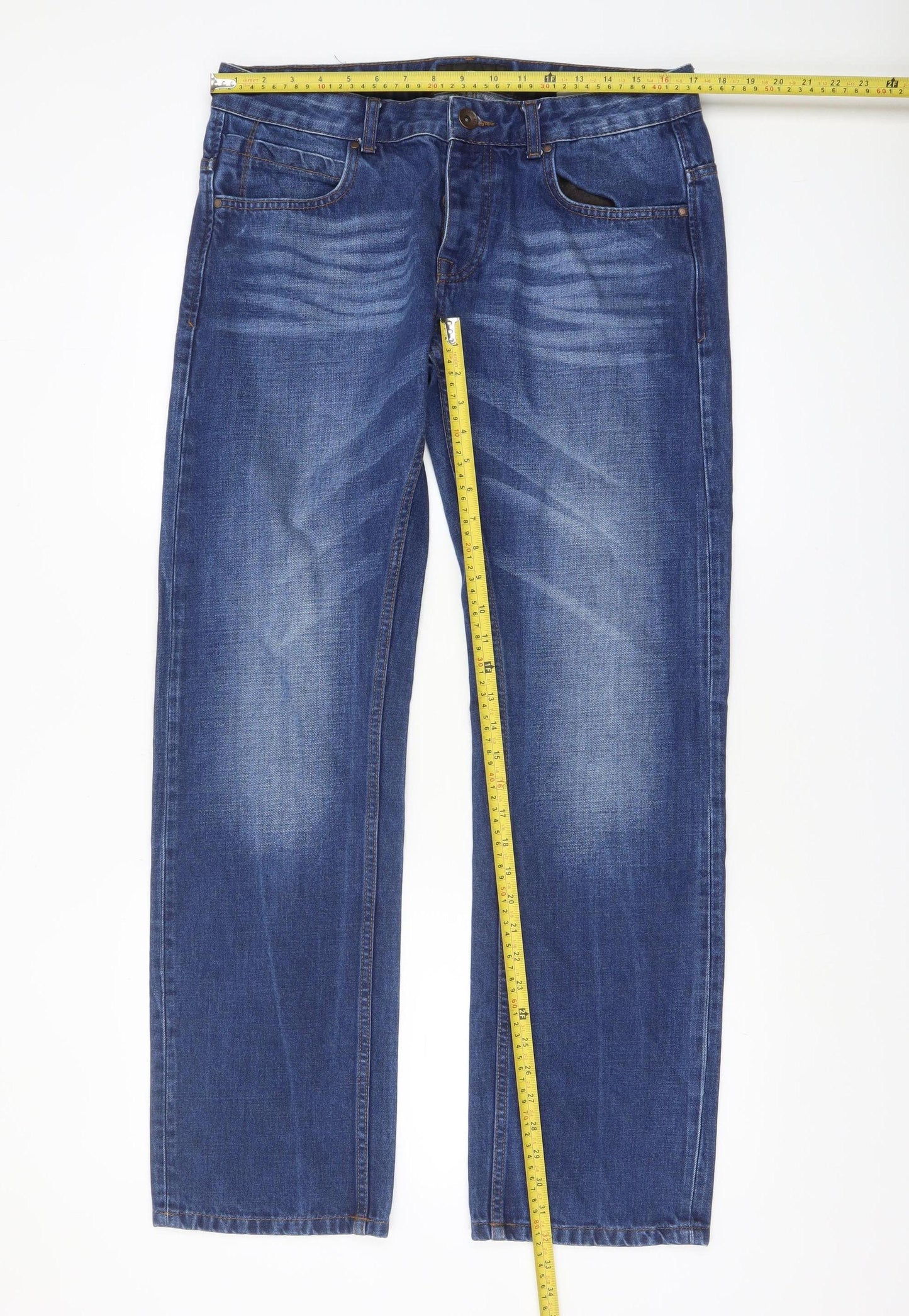 Mens UK Size 34R Remus Uomo Regular Fit Straight Blue Jeans