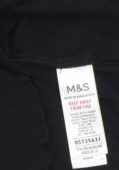 Girls UK Size 10-11 Years Marks and Spencer Black Basic T-Shirt