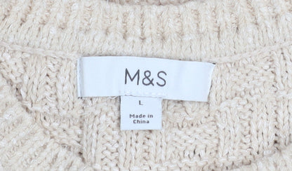 Marks and Spencer Women Beige Knit Sleeveless Midi Shift Dress L