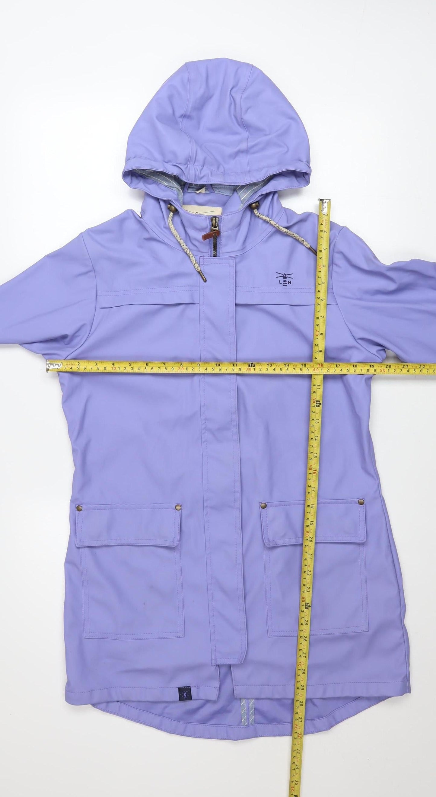 Lighthouse Womens Purple Waterproof Hooded Rain Coat Size 10