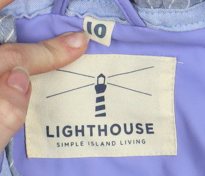 Lighthouse Womens Purple Waterproof Hooded Rain Coat Size 10