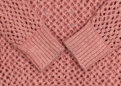 Hollister Women's Pink Open-Knit Boat Neck Jumper XS
