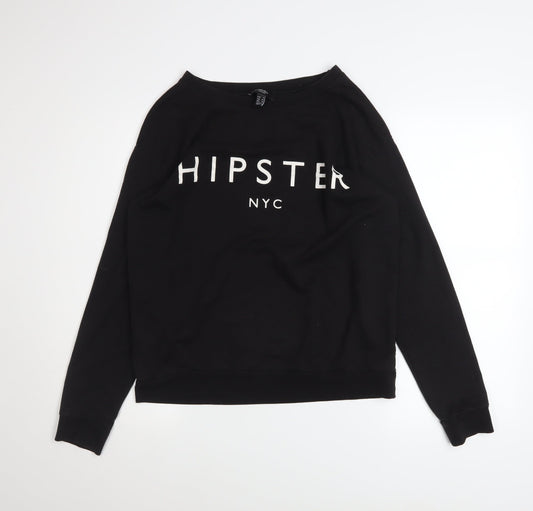 Womens UK Size S Mango Black Pullover Sweatshirt
