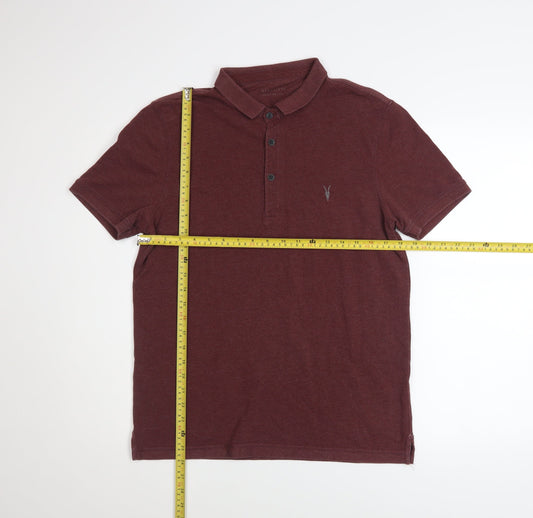 AllSaints Men's Brown Slim Fit Cotton Polo Shirt Size M
