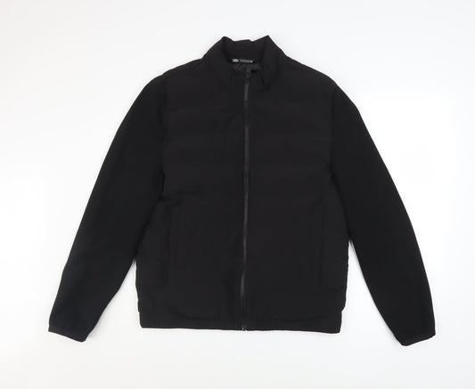 Zara Men Black M Basic Full Zip Padded Jacket